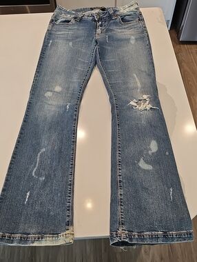 Serfontaine Women's Bootcut Distressed Jeans